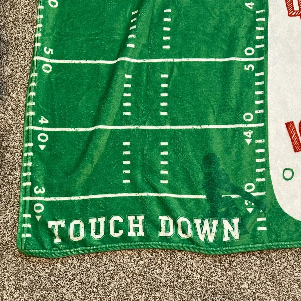 Green Football Milestone Baby Blanket - Touch Down Months